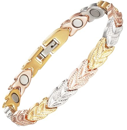 YINOX Magnetiskt armband i rostfritt stål för kvinnor, guld elegant magnetiskt armband för kvinnor med hög hållfasthet magnet och presentask