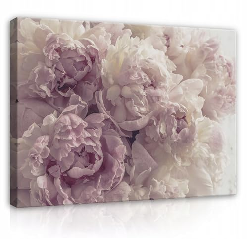 WallArena - Carta da parati fotografica - Stampe, Tela, 60x40 cm - Murale fotografico - Per soggiorno e camera da letto - Effetto 3D - con Colla - Fiori, Fiori, Peonie