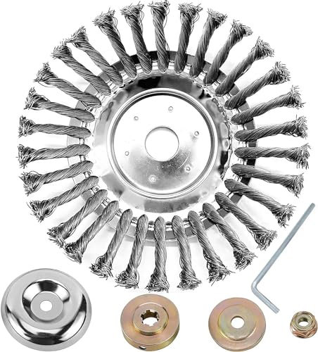 Profi Unkrautbürste für Freischneider, 25,4mm Bohrung, Wildkrautbürste für Motorsense zur effektiven Unkrautentfernung, Drahtbürste Freischneider für effektive Moosentfernung (8 inch)