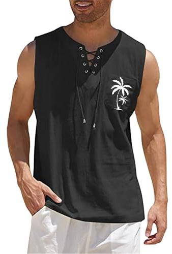 Camiseta sin mangas para hombre, camisa de lino sin mangas, camisetas de tirantes de algodón y lino, camisetas interiores informales para hombre, playa, vacaciones, camiseta básica, retro, con