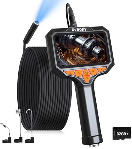 SVBONY SM501 Endoskopkamera mit Licht, 4.3'' IPS HD Teleskop Amera, Aufnahme von Videos und Bildern, 32G TF Karte, Inspektionskameras, IP67 wasserdichte, 8 LED Lichtern, Cool Gadgets for Men