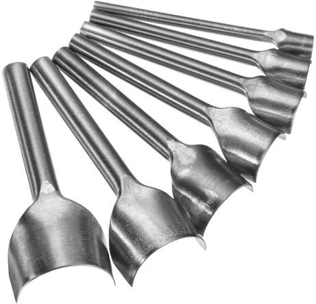 QUARKZMAN 7pz Punzone Pelle Mezza Luna, 10mm-40mm, Taglierina Pelle Arco Curvo, Taglierina per Estremità Cintura, Attrezzo Punzone Mezza Luna Acciaio Carbonio per Realizzare Cinture