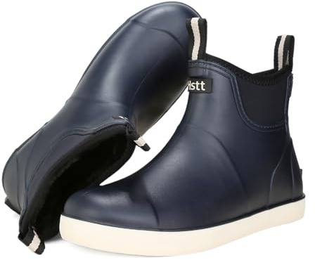 Botas de Goma Revestimiento de Piel Térmica Para Hombres, Cómodas y Antideslizantes en Invierno, Media Altura de Caucho, Botas de Invierno Impermeables Botas de Nieve Botas de Lluvia Botas de Trabajo