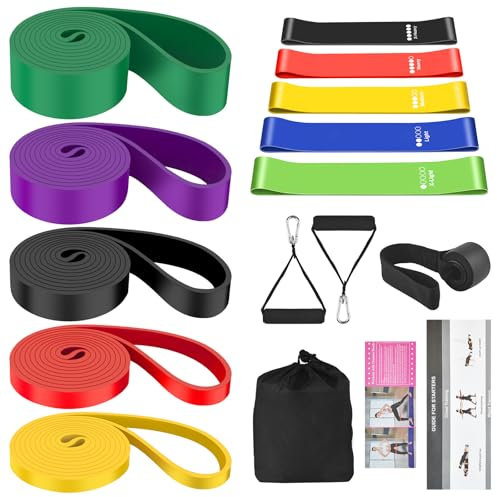 Bande Elastique Musculation 14 in 1 Sport Resistance Band Traction Elastic Kit Fitness Pilates Gym Workout Materiel Accessoires Maison avec Ancrage de Porte Poignée Reeducation Qualité Elastisches