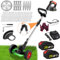 Akku-Rasentrimmer 21V Elektrischer Rasentrimmer - Motorsense akku Mit 2x2000mAh Batterie und 4 Messertypen, kantenschneider und Freischneider Akku für effiziente Rasenpflege und Unkrautbeseitigung