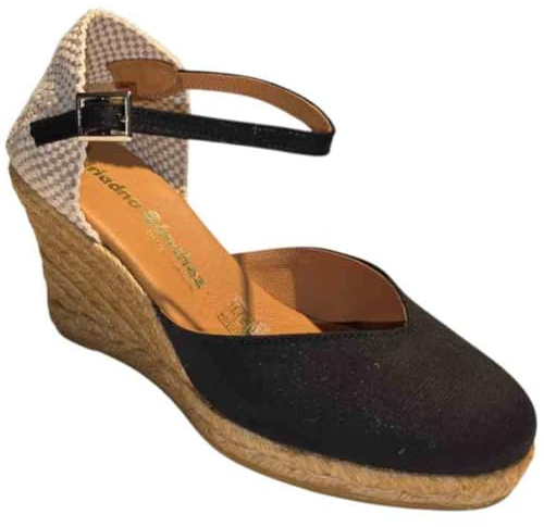 ARIADNA SÁNCHEZ Sandalias de Cuña Alta Mujer, Sandalias de Esparto para Primavera y Verano, Plataforma Yute 100% Natural (Negro, Sistema tallas calzado EU, Adulto, Números, mediano, 40)