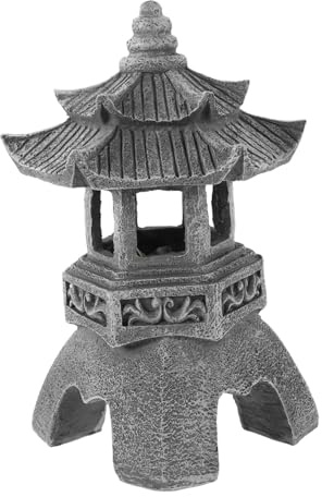 Didiseaon Lámpara De Torre De Piedra Solar Led Estatua Decorativa De Jardín Asiática Figura De Resina para Exteriores Iluminación De Estilo Chino para Césped y Patio para Decoración De Patio