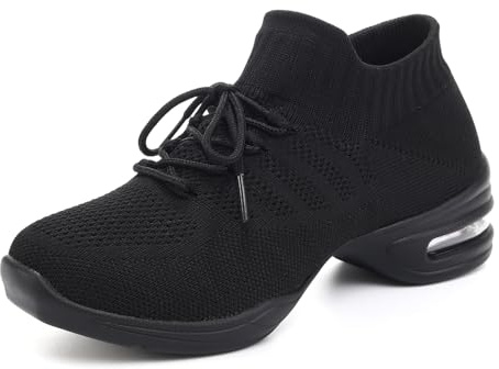 ZYXWVU Scarpe da Ballo Sportive Donna Sneakers Training Walking Danza Hip-Hop Jazz Traspiranti Leggere,FZLT-Nero-3.5cm38 EU