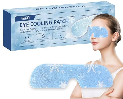 WILD+ Cooling Eye Patches, 12Pcs Ice Eye Mask Instant Cooling Eye Mask for Puffy Eyes, Fast Soothing Relief for Eye Dryness/Fatigue/Itchy/Hayfever Symptom