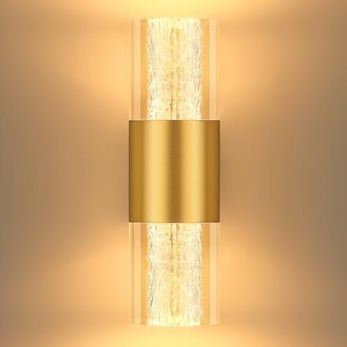 YindaLux LED vägglampa dimbar 3CCT inomhus nattlampa 4 W 400 LM 1 guld | LED-vägglampa inomhus 2700 K 3000 K 4000 K touch-drift modern nattlampa dimbar för sovrum korridor trappor