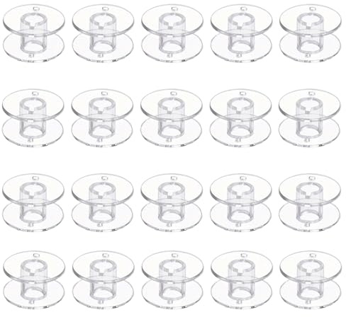 fKiZanthene 20Pcs Clear Sewing Machine Bobbins, 7mm Hole for Janome & Compatible Machines, Sewing Craft Use at Home
