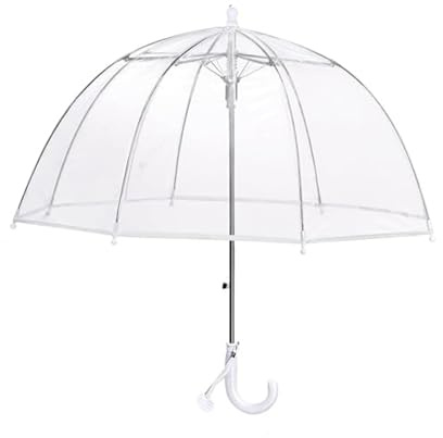 Clear Bubble Umbrella, Transparent Dome Canopy, See Through for Safety, Windproof, Auto Open, Easy-Grip Handle, Lightweight Umbrella for Rain/Sun (Clear)