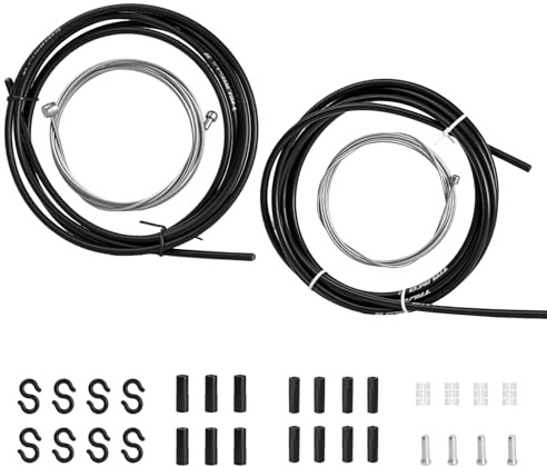 AYHYHLJZJ Set di 2 set di cavi del freno e cavo del cambio, copertura e freno con manicotto terminale, tappi terminali/O-ring ciambelle fune del freno e cavo del cambio, in cloruro di polivinile, per