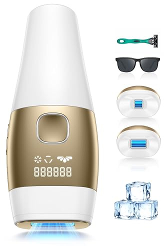21J Epilatore Luce Pulsata con Funzione di Raffreddamento, Epilatore Laser Indolore a 2 Modalità, per Viso, Ascelle, Zona Bikini e Depilazione Corporea Totale