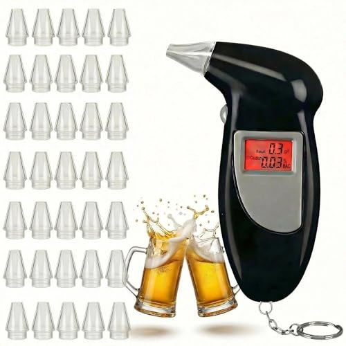JUXINE Alcolometro Polizeigenau & Professionale – Misuratore alcolico portatile con batteria, tester di alcool per auto, famiglia e lavoro, misuratore preciso (alkomat) con display digitale