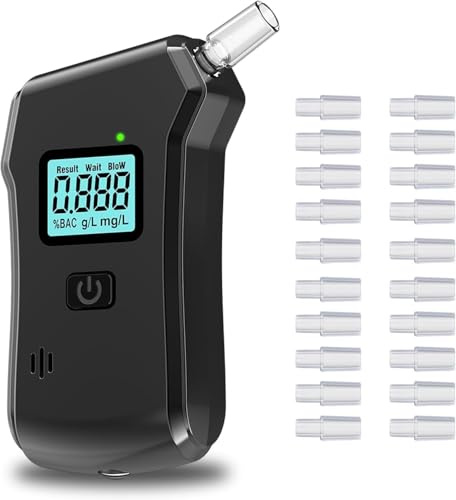 RUTIDA Breathalyzer, Alcohol Tester UK Breathalysers with 20 Mouthpieces, Professional Dual Sensor Digital Breathalyzer Portable Breathalyser Home Personal Professional Use
