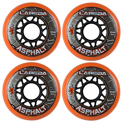 Labeda Asphalt Wheels (4 Pack) - 72 mm - Orange-Black - Adult Outdoor Inline Hockey Players