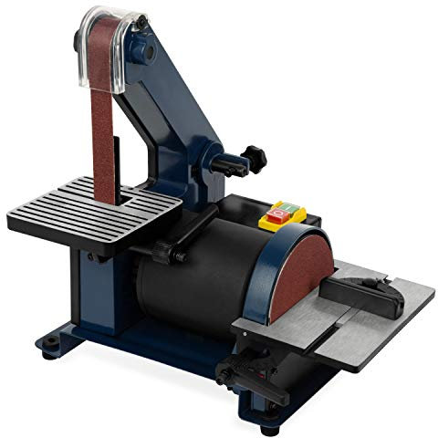 EBERTH Schleifmaschine Bandschleifmaschine Bandschleifer Tellerschleifer Elektrisch 300W (Verstellbare Werkzeugauflage, Verstellbares Schleifband, Antivibrationsfüße, inkl. Schleifpad & Schleifband)