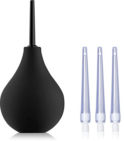 TopQuaFocus 224 ml Einlaufbirnen-Kit Analdusche und Vaginaldusche mit 4 Düsen（Schwarz）