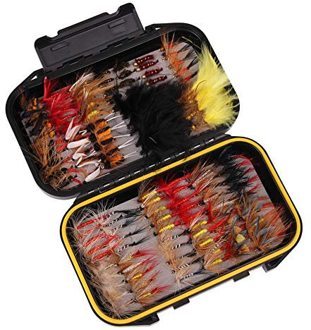 CHSEEO 120 Stück Angel-Fliegen Kunstköder Set Angel-Köder Fliegen Forellenköder Fliegen Fischen Köder Haken Perfekt zum Zander Angeln Barsch Forelle Dorsch Angelzubehör Angelset #7