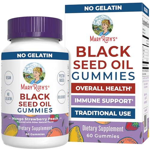 MaryRuth Organics Black Seed Oil Gummies | Black Cumin Seed Oil Supplement | Traditionally Used for Immune Support & Cardiovascular Health | Vegan | No Gelatin | Pectin Based | 60 Gummies