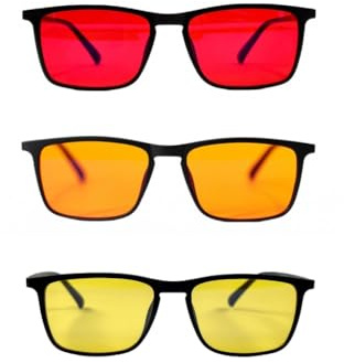 UVtech Juego Gafas Filtro Luz Azul Anti-UV para Ordenador PC - Anti-UV Blue Light Blocking para Señoras y Hombres en Rojo, Naranja y Amarillo