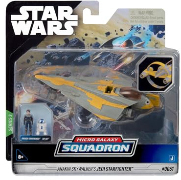 Bizak Star Wars 62610039 Micro Galaxy Squadron Anakin Skywalker's Jedi Starfighter - Veicolo di classe Starfighter 12 cm con figure da 2,5 cm