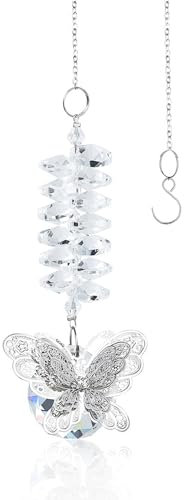 Sun Catchers for Windows, Butterfly Hanging Crystals Wind Chime Crystal Suncatcher for Window Bedroom Car Home Garden Office Party Wedding Decorations