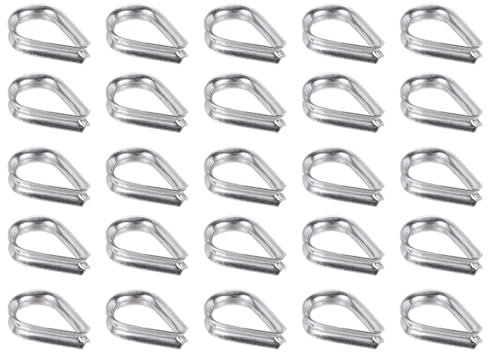 PATIKIL M3 316 Stainless Steel Thimble for 1/8 Dia Wire Rope Cable, 30 Pack 3mm Thimbles Rigging for Lifting Hanging Securing