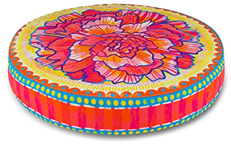 Bine Brändle - Bunte Sitzkissen - Rund 38 x 6 cm - Riesige Auswahl - Mandalas - Blüten - Seerosen - Regenbogen - Kissen für Wohnräume und Garten - Kinder Bodenkissen