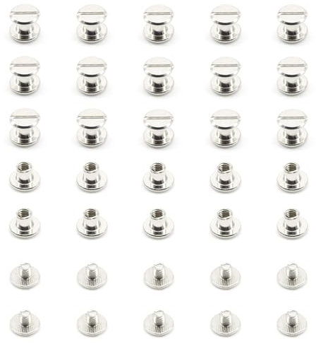 Ruidee Juego de 100 tornillos Chicago M5 x 5 mm para encuadernar libros, postes de tornillo, tornillos redondos de cabeza plana para álbumes de cuero (DZBD/M5 x 5)