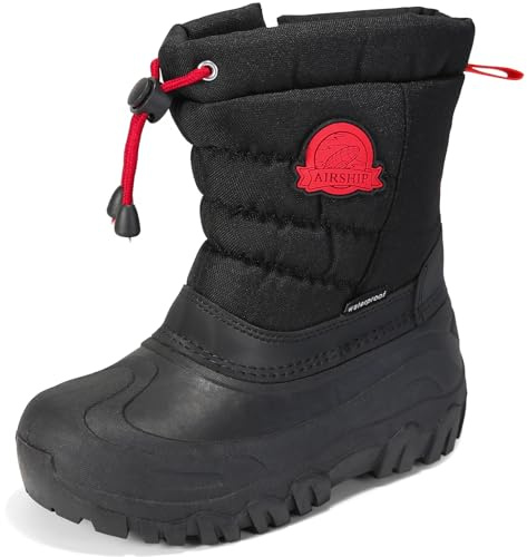 Apawwa Chaussures d'hiver pour enfants Bottes d'hiver extérieures Garçons Bottes de neige doublées chaudes Filles HD479 Color Red Size 27