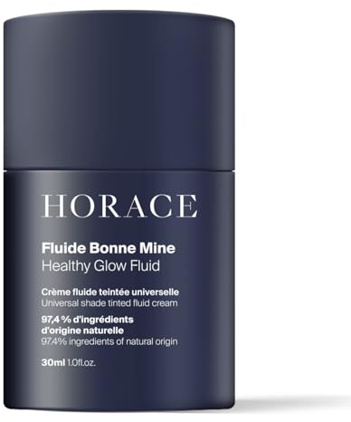 HORACE Healthy Glow Fluid for Men – Tinted Fluid Cream – Universal Shade for All Skin Types – 97% Organic & Natural Ingredients – No Parabens, Silicones, or Mineral Oils – 30 ml