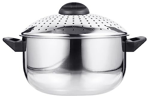 PAMINGONO Pentola Per Pasta Induzione in Acciaio Inossidabile Leggera Con Coperchio Sicuro e Scolapasta Integrato Antiaderente e Facile Da Pulire Per Cucina e Outdoor