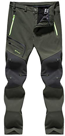 Utomhusbyxor dam vattentäta, skidbyxor dam varma softshell snöbyxor unisex vandringsbyxor ventilerande funktionella byxor med fickor skidbyxor vindtät skidkläder stretch snowboardbyxor slim fit, Grön