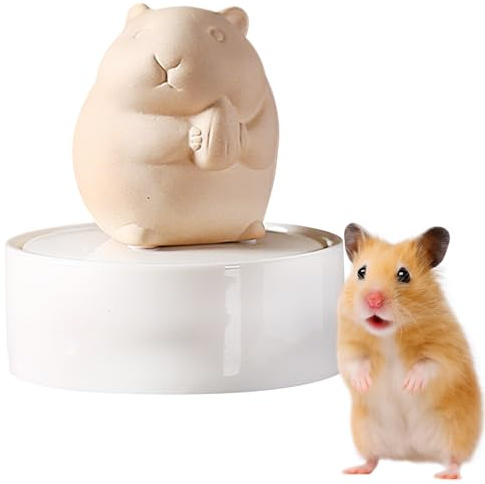 Duuclume Urne funéraire en céramique pour hamster, cendres d'animaux de petite taille (beige, taille M, graines)