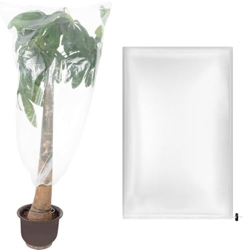 Homeponnew Housse de protection contre le gel pour plantes avec cordon de serrage - Sac d'abri en plastique transparent imperméable pour arbustes, jeunes arbres et cultures (150 x 180 cm)