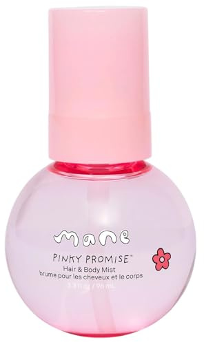 Mane Fruity Floral Hair and Body Mist - Lychee, Rose + Vanilla Body Spray & Hair Perfume - Hydrating & Non-Sticky Formula - Layerable Travel Size Fragrance Mist - Pinky Promise (3.4 oz)