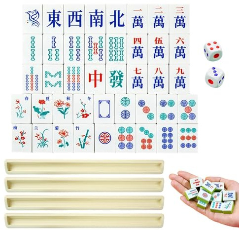 Mahjong Gioco Gioco Mahjong Tradizionale Portatile | Mini Mahjong Set Classico | Per Principianti Famiglia Meeting Feste Campeggio All'aperto Piscina Golf Montagne Festa di Compleanno