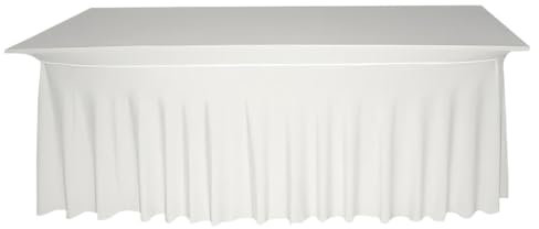 Gastro Uzal Deluxe Tischhusse Bankett, Büffet Tischhussen Stretchhusse Husse Hussen Biertischhusse Bierzeltgarnitur für Hochzeit Event weiß 70x140 cm