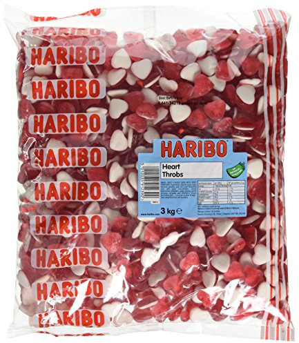 HARIBO Hearts Heart Throb Sweets, bulk bag sweets, Red, 3 kg (Pack of 1)