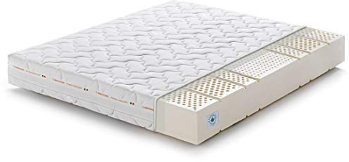 Marcapiuma Colchón Látex Matrimonio 135x190 Alto 20 cm SEVENLIFE 20 de firmeza Media 7 Zonas Ergonómico Antiácaros Antialérgico Funda desenfundable Silver 100% Fabricado en Italia