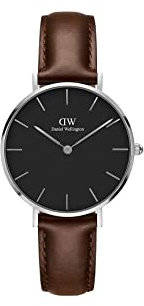 Daniel Wellington Petite Bristol Uhr Damen, 32mm Leder Silber Damen Uhr