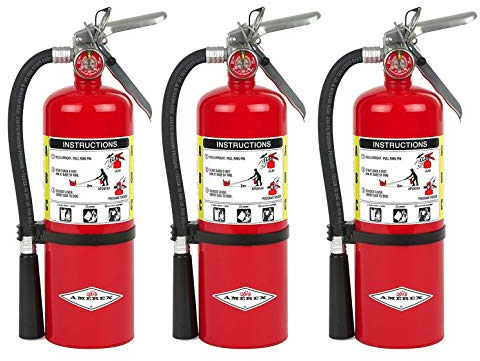 Amerex B500, 5lb ABC Dry Chemical Class A B C Fire Extinguisher (3, 7.25 W X 4.25 D X 15.25 H)