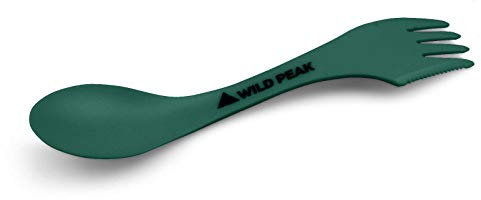 Wild Peak Plastic Spork - Lightweight & Strong All in one Spoon, Fork, Knife Cutlery with Optional Storage Bag ▲ (Army Green, Without Storage Bag)