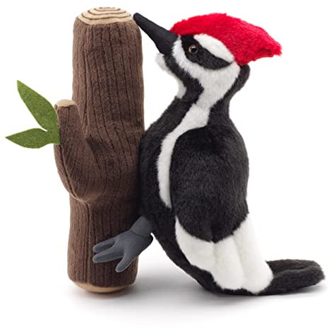 Uni-Toys - 'Rocco' - Specht am Stamm - 27 cm (Höhe) - Plüsch-Vogel - Plüschtier, Kuscheltier