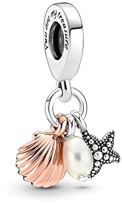 Aiwedanisting Femme Charms Coquille d'étoile de mer perlière cultivée en eau douce Argent Sterling 925 Pendentif avec Zircon Cubique pour Bracelet