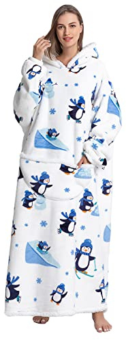 JOREAY Extra Lange Decke Hoodie, Damen Herren Sherpa Fleece Kuscheldecke tragbare Decke, Flauschiges, riesiges Kapuzen-Sweatshirt für Erwachsene Teenager