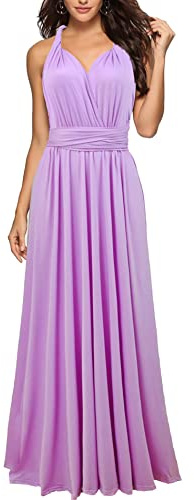 xxxiticat - Abito da sera lungo da donna, elegante abito da damigella d'onore, abito da cocktail, per le feste, Lilla, M