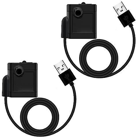 Lot de 2 mini pompes à eau USB (250/H, 3 W), ultra silencieuses, avec course haute, pompe de fontaine avec câble d'alimentation de 1,5 m, pour aquarium, bassin, jardin, fontaine